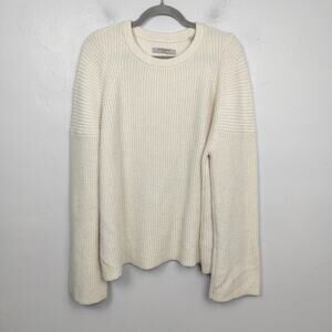 AllSaints Jago Crew Neck Sweater Womens‎ Large Cream Ribbed Wool Alpaca Blend